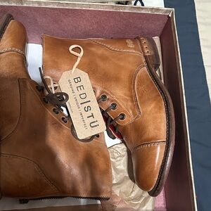 BED|STU WomensTan Leather Lace-Up Boots